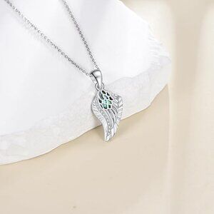 Angel Wings Necklace 925 Sterling Silver Abalone Shell Pendant 18+2" NWT